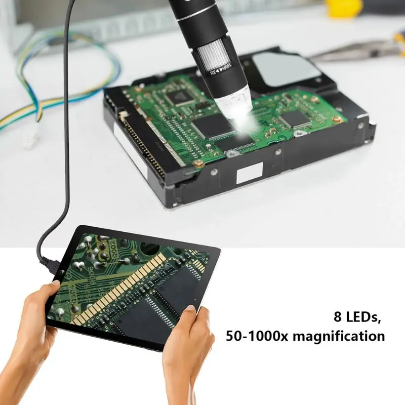 Ручной 1000X цифровой USB микроскоп 8 светодиодов для телефона Ремонт паяльная Лупа микроскопа