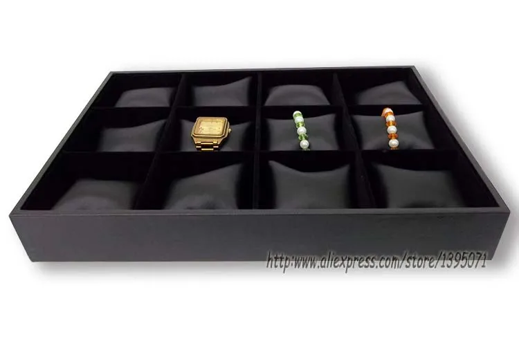 Превосходное 35*24*5 см 12 сетки браслет Дисплей Лоток часы держатель ботильоны коробка для хранения украшений с 12 кожзам Подушки