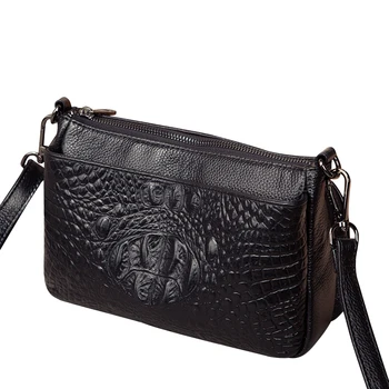 

Women's Messenger Shoulder Bag 2019 Fashion 100% Genuine Cowhide Leather Crocodile Pattern Female Handbag ladies Day Clutch Bag