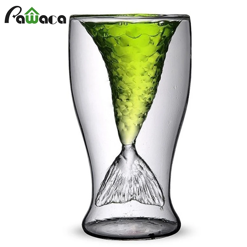 Creative Personality Mermaid Handmade Cocktail Glass Cup Double High-temperature of Juice beer Red Wine cup bar drinkware | Дом и сад
