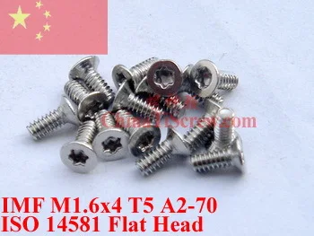 

stainless steel screws M1.6x4 ISO 14581 Flat Head Torx T5 Driver A2-70 ROHS 100 pcs