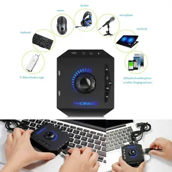 

S2 USB 2.0 Sound Card HUB Stereo Headphones Mic Adapter 3D Surround Sound External Audio Converter for PC Laptops