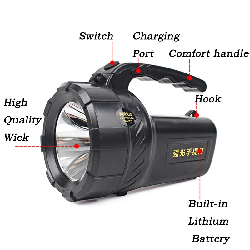 Portable Light Led Outdoor Emergency Searchlight Flashlight (3)