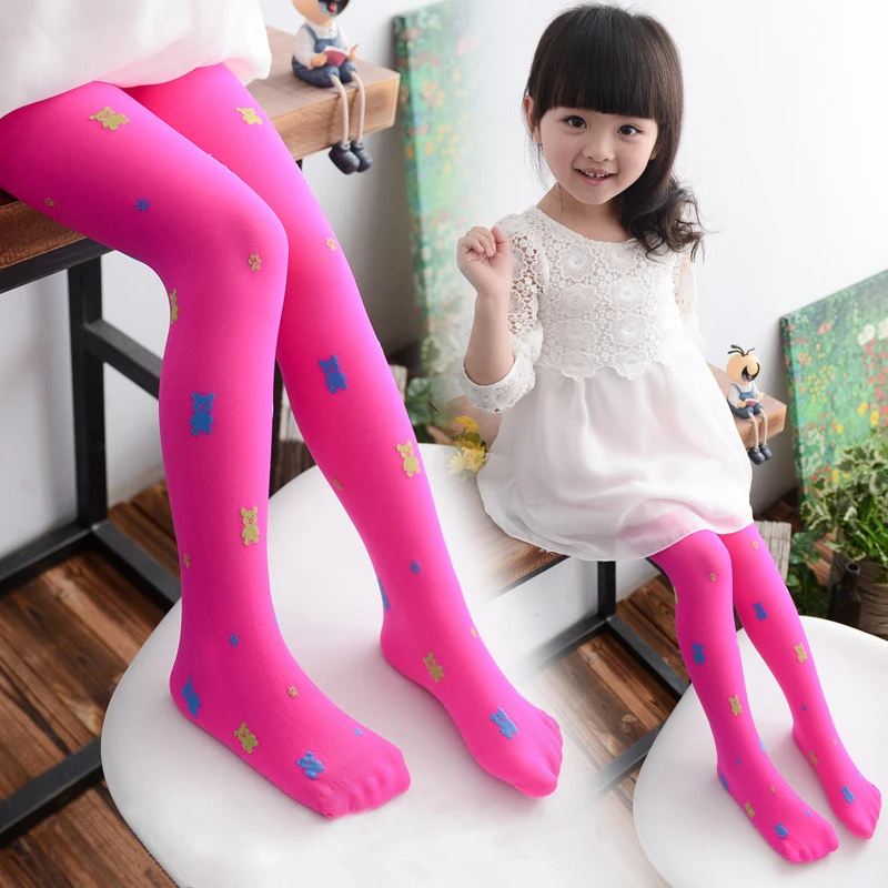 New Hot font b children b font Girl Pantyhose dance High Quality Velvet Cute bear font