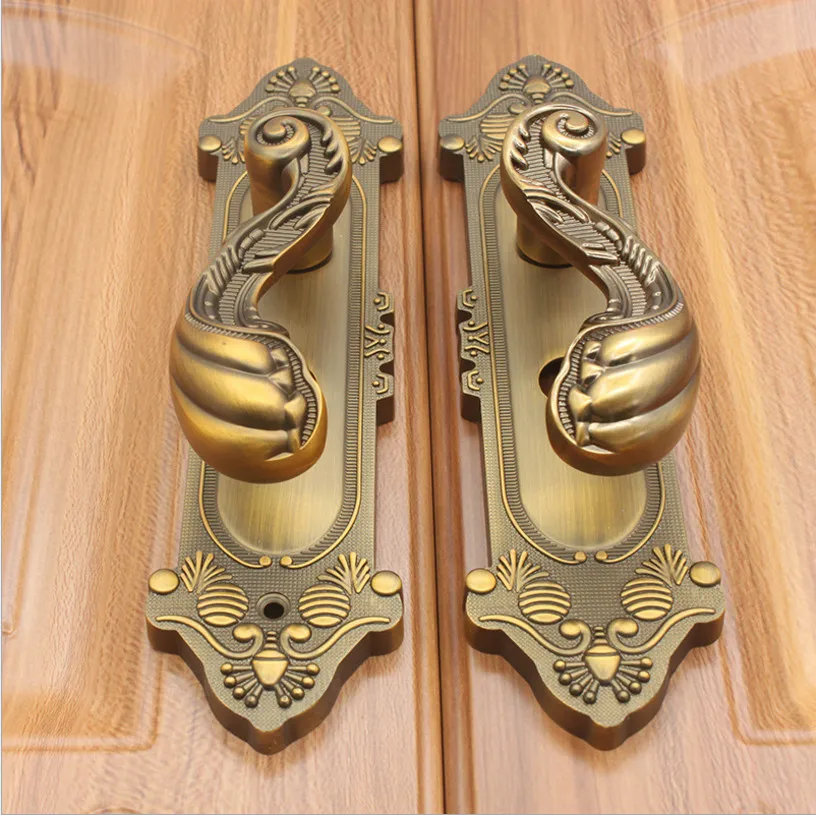 THOM KING Vintage Yellow Bronze Wood Door Locks Zinc Alloy Interior
