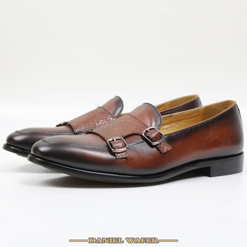 Роскошная брендовая мужская кожаная обувь ручной работы; однотонные коричневые и черные Лоферы без застежек на ремешке; Мужская офисная Свадебная Повседневная обувь; мужская кожаная обувь
