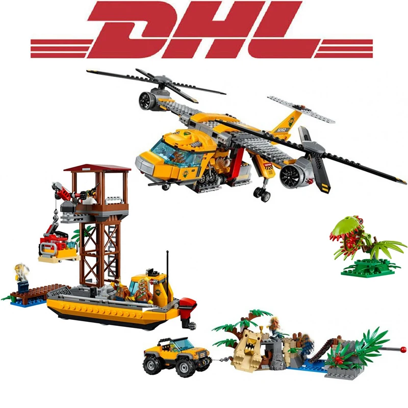 

Lepin 02085 City Figures Jungle Air Drop Helicopter Model Building Kits Blocks Bricks Toys For Children Compatible Legoing 60162