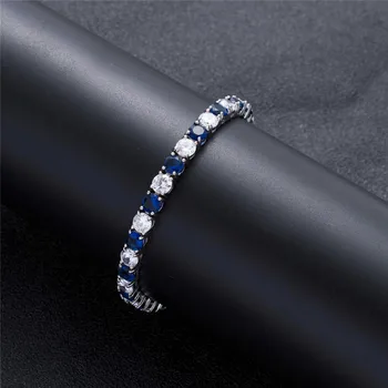 

Bling Iced Out Chains Bracelets 7inch-8inch 5mm Tennis Chain AAA Blue Cubic Zirconia Hip Hop Jewelry For Men Women Gifts