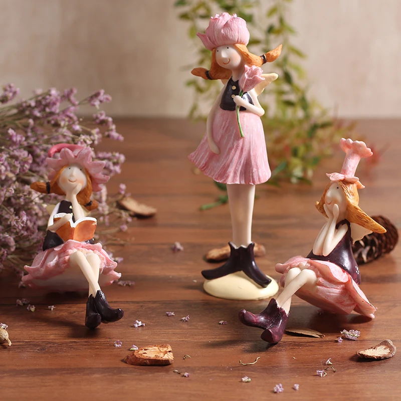 

Little Girl Holding Flowers And Watering Can Cute Desk Accessory Toy Gift For Children Home Decoration Kids Room Decoration