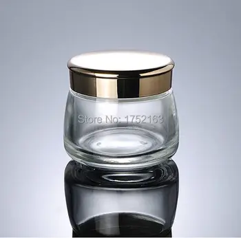 

130G glass containers for creams Transparent Clear Glass Jar Cream Jar Face With Silver/Gold Lid Cosmetic Packaging Glass Bottle
