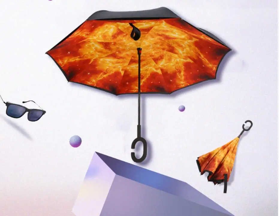 

Reverse up-take-up straight rod automobile advertising umbrella non-wet umbrella windproof umbrella overturn umbrella