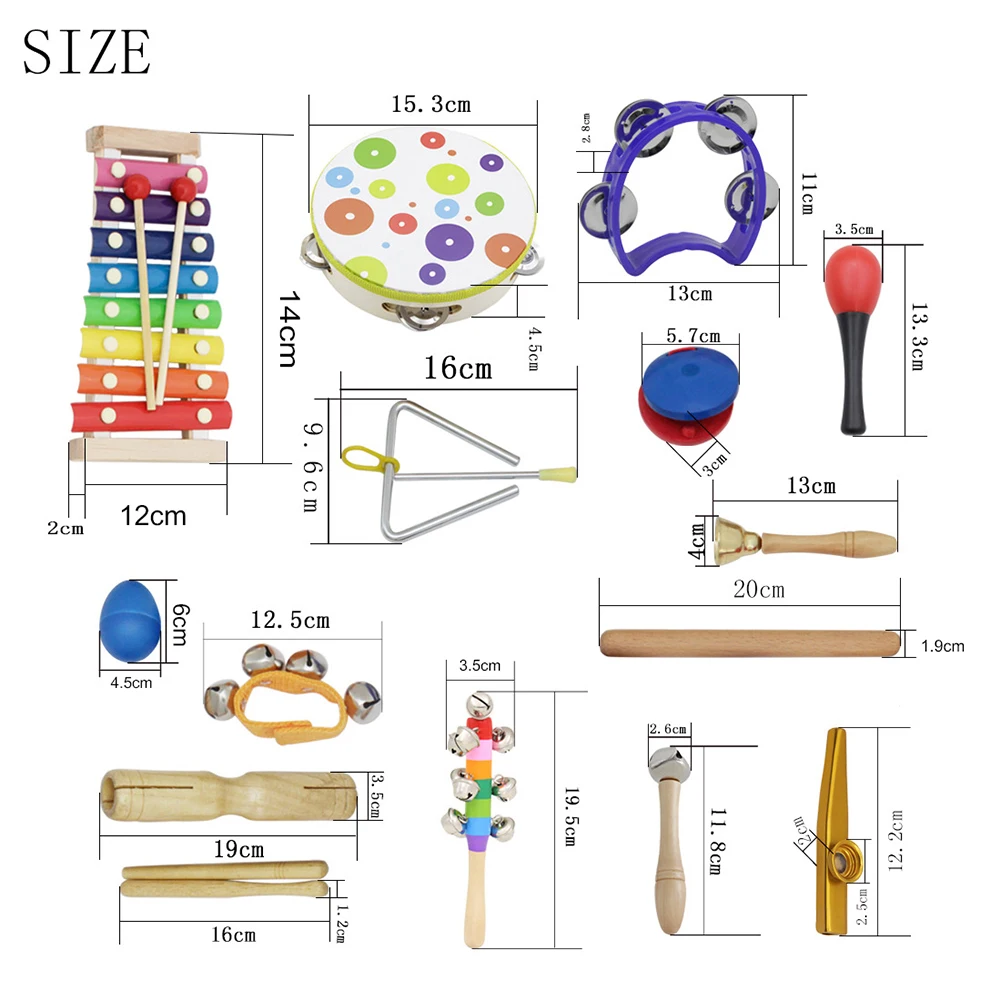Новинка 19 шт. деревянная перкуссия Orff ритм игрушечные музыкальные инструменты набор подарок для малышей