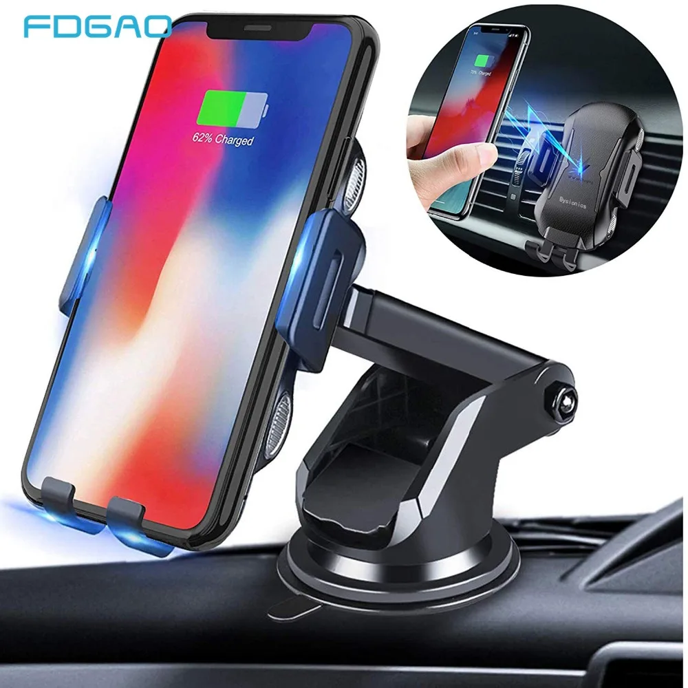 FDGAO Wireless Car Charger Automatic 10W Qi Fast Charging Car Phone Holder Mount Air Vent For iPhone XS X XR 8 Samsung S9 S10 S9