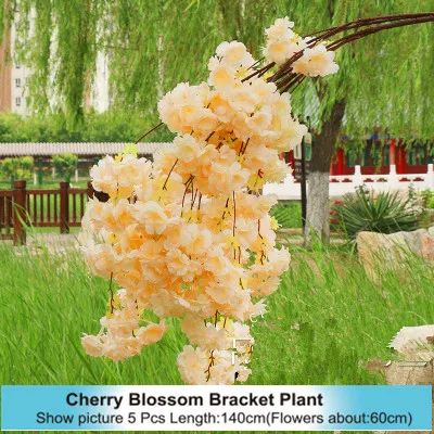 High Densities 4 6 fork Fake Cherry Blossom Flower Branch Begonia Sakura Tree Stem for Event Wedding Tree Deco Artificial Decora - Цвет: Bracket Plant