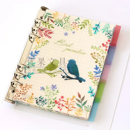 

New PP Notebook Planner Accessories Flower Bird Dividers A5 A6 Inner Page 5pcs Per Set Filler Papers Match Filofax