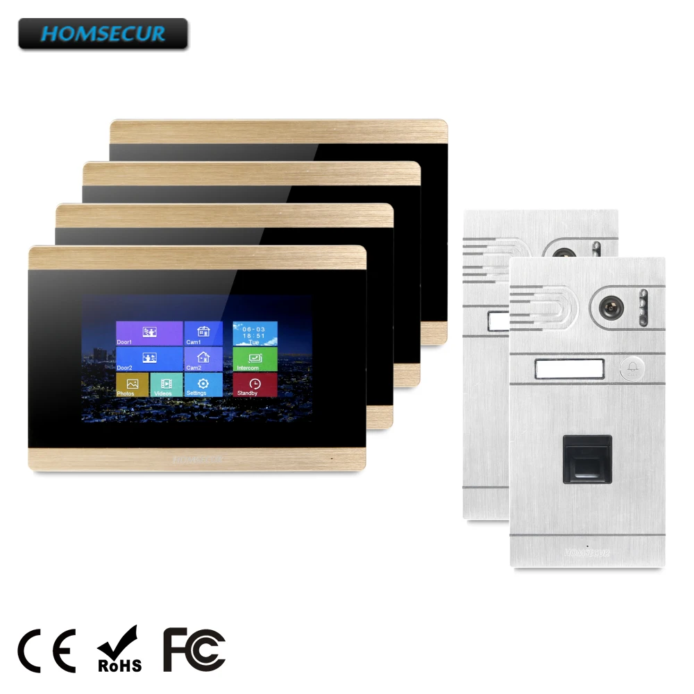 

HOMSECUR 7" Video Door Phone Intercom System+Fingerprint Camera for House/Flat BC061-S + BM715-G