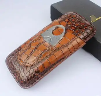 

COHIBA Leather Crocodile Cigar Holder Case with Cutter Set,FREE SHIPPING