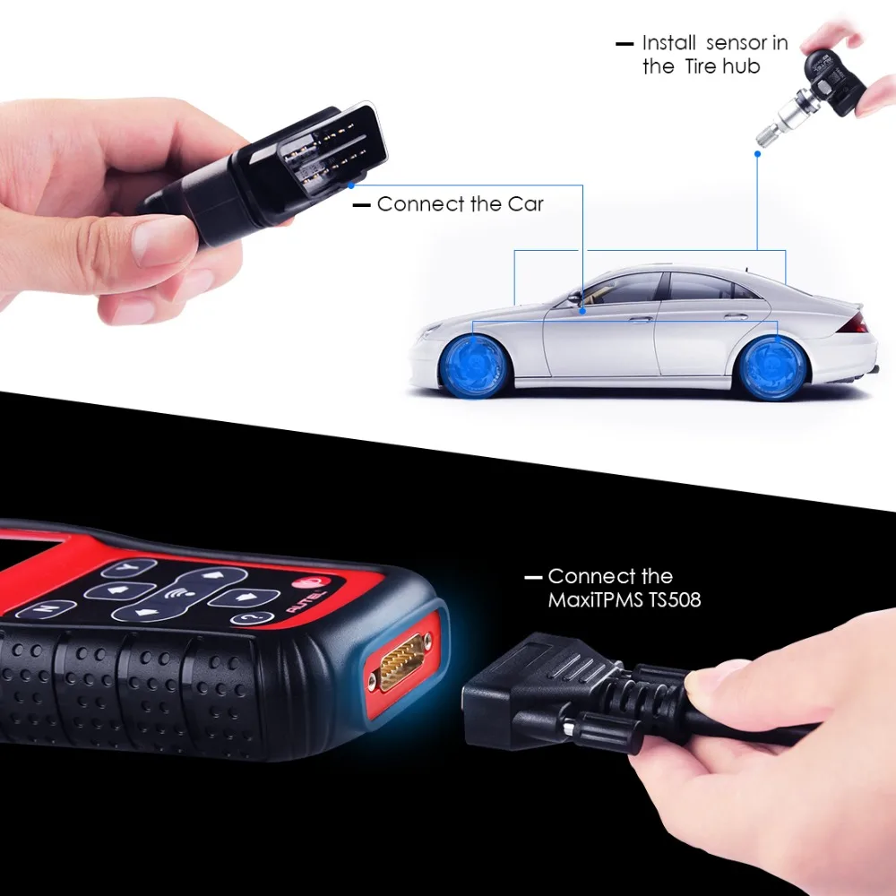 Диагностический сканер Autel TS508K OBD2 4 шт. 315 МГц 433 МГц|Тестеры давления и вакуумные