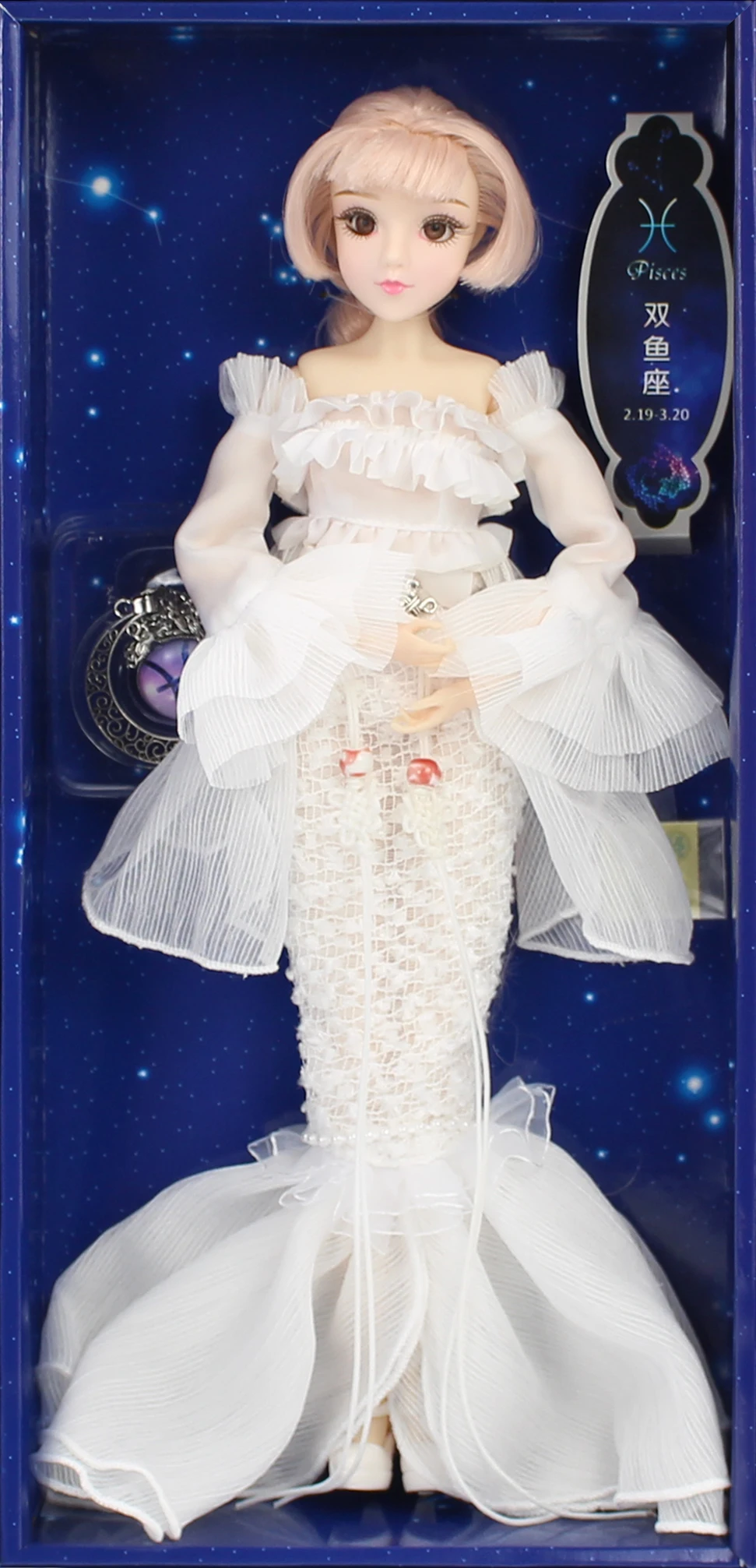 1/6 BJD кукла MMGirl 12 созвездий серии рыбы, боди с белым платьем русалки и подставкой для куклы