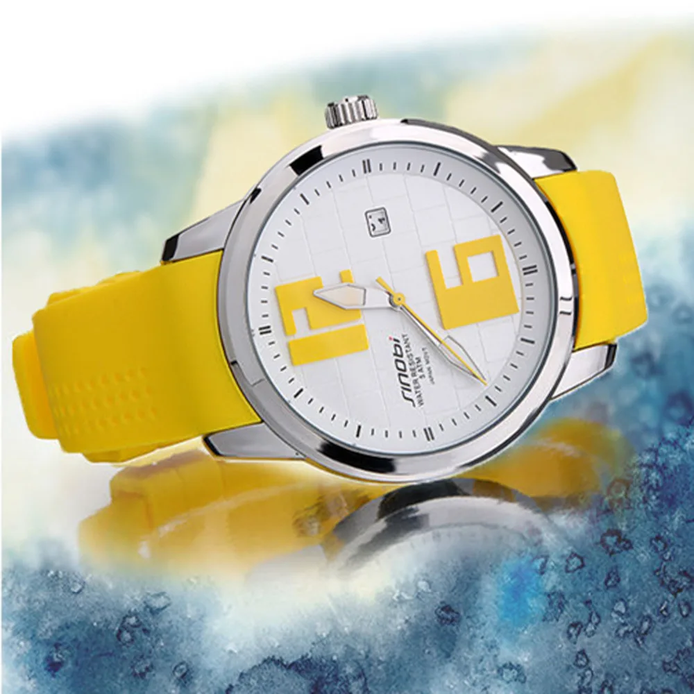 2016 SINOBI Новый Relogio Мужские Разноцветные Резиновые Relojes Кварц Wirst часы