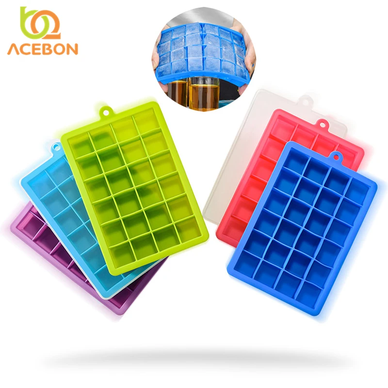 

24 Grids Silicone Square Shape Form Ice Cube Mold Tray Fruit Popsicle Ice Cream Maker for Wine Kitchen Bar Drinking Accessories