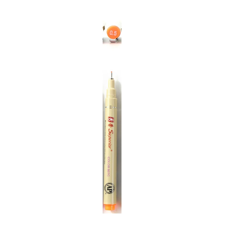 Водостойкий Fineliner 1 и 10шт/комплект, линер нетоксичный на водной основе, разные цвета и размеры наконечников для комфортного рисования и скетчинга - Цвет: Orange-0.5-mm