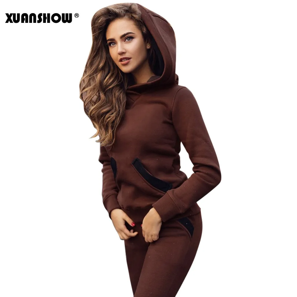 XUANSHOW 2019 мода Осень зима Женщины Спортивные костюмы наряды Большая шляпа Блузы +