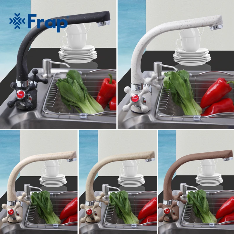 Frap Multicolor Spray painting Kitchen sink Faucet Cold and Hot Water Mixer Tap crane torneira Double Handle 360 Rotation F5408