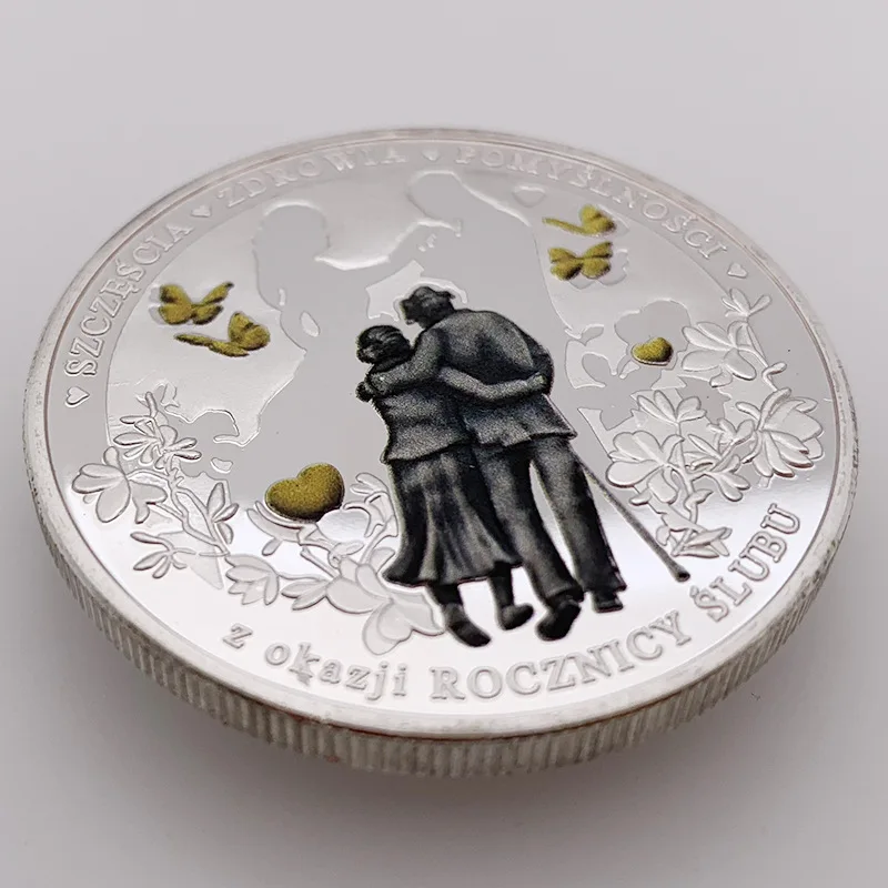 Русские Roznes день брака Посеребренная памятная монета бабочка роза любовь коллекция монет