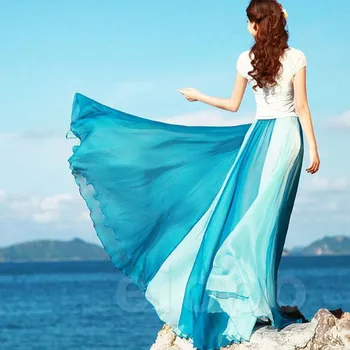 

2020 Plus Size Beach Skirts Long Women Skirts New Beach Bohemia Long Chiffon Skirt Sexy Casual Maxi Skirts Free Shipping Summer