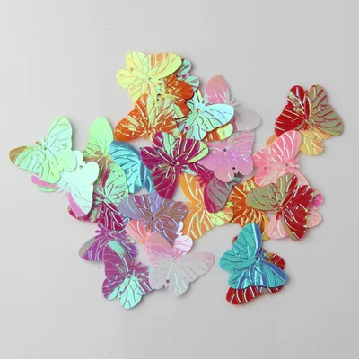 100 шт./лот 22*30 мм большая бабочка с блестками с 2 отверстиями и блестками швейные блестящие наклейки для детей и женщин - Цвет: AB Mixed