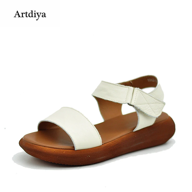 

Artdiya 2019 All-match Thick Sole Leather Sandals Female Simple Comfortable Buckle Handmade Women Sandals 8862