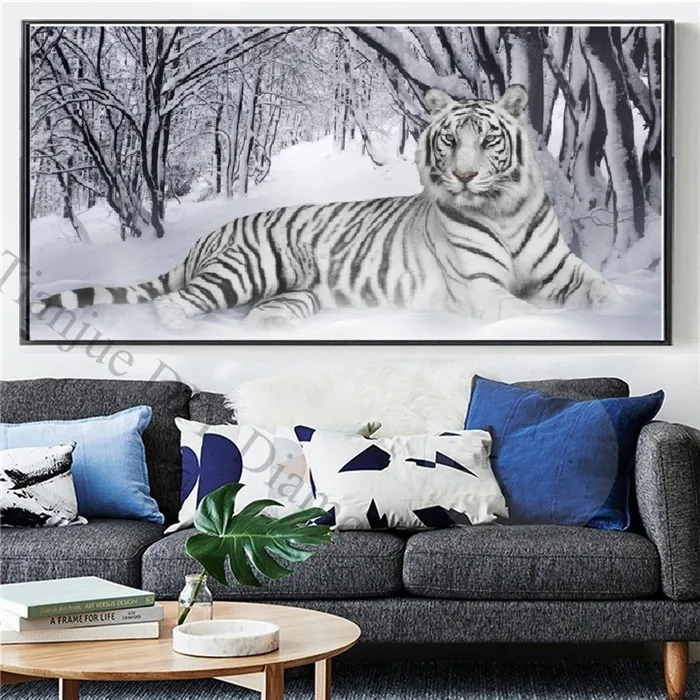 PSHINY 5D DIY алмазная живопись животное белый тигр фотографии полная дрель квадратные Стразы Алмазная вышивка распродажа Новые поступления