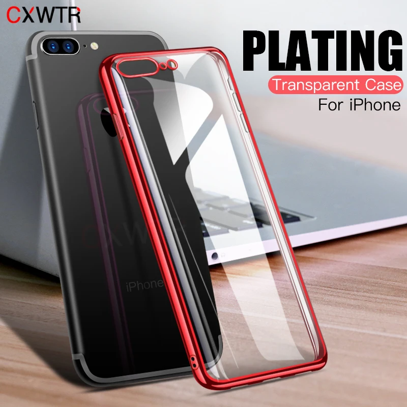 

Luxury Soft TPU Phone Case For iPhone XR 8 8Plus 7 7Plus 6 6s Plus Transparent Plating Shining Cover For iPhone X XS MAX Case