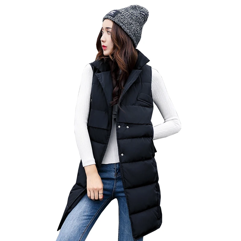 Winter Women Vest 2017 high quality Vest New Warm long Cotton Vest Plus Size Female Slim Autumn Outwear Jacket 5L53