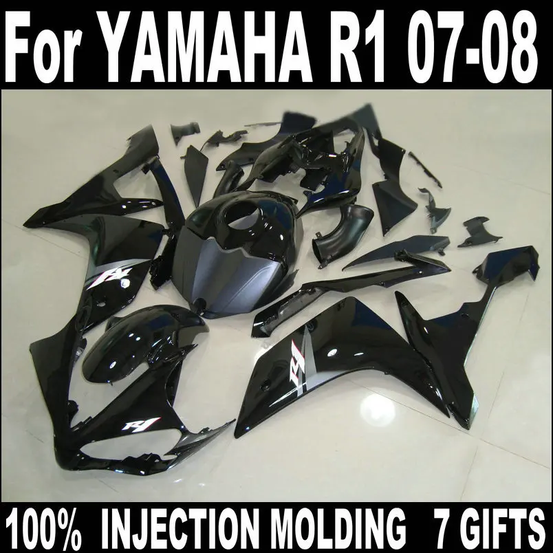 Комплект кузова для Yamaha injection YZFR1 2007 2008 черный комплект обтекателей мотоцикла 07 08