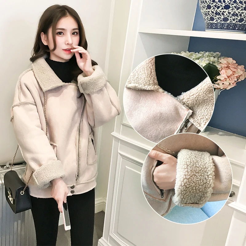 autumn winter clothing new Korean deer velvet lamb fur collar jacket female short paragraph fur one thick bomber jacket women autumn winter clothing new Korean deer velvet lamb fur collar jacket female short paragraph fur one thick bomber jacket women