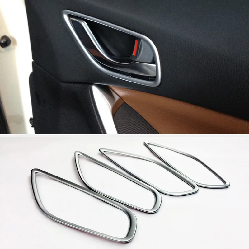 Para Mazda CX-5 CX5 2013, 2014, 2015, 2016 interno molduras de la manija de la puerta de la Copa Trim paneles interiores partes manija Protector de atrapar cubierta Para Mazda CX-5 CX5 2013, 2014, 2015, 2016 interno molduras de la manija de la puerta de la Copa Trim paneles interiores partes manija Protector de atrapar cubierta