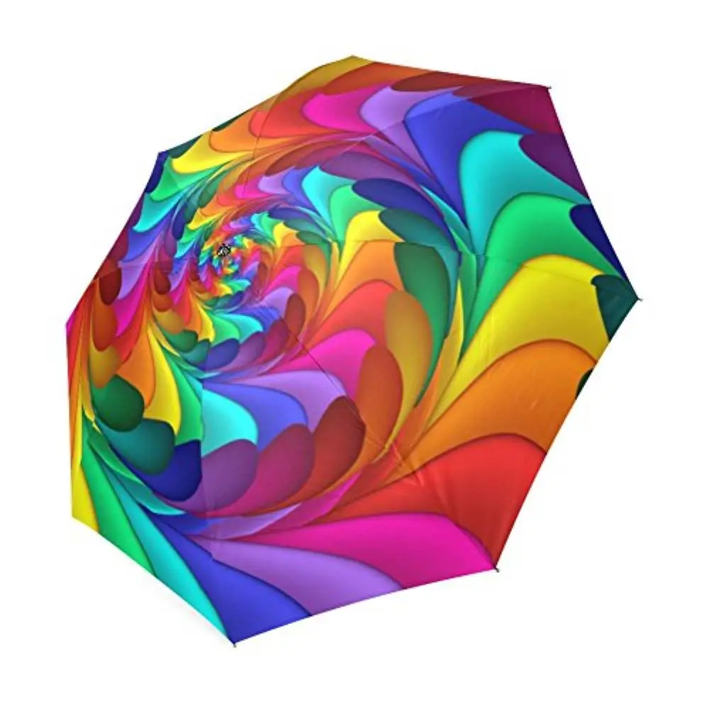 

Psychedelic Rainbow Spiral Custom Umbrella Waterproof Sun Rain 100% Fabric Aluminium High-Quality Foldable Umbrella