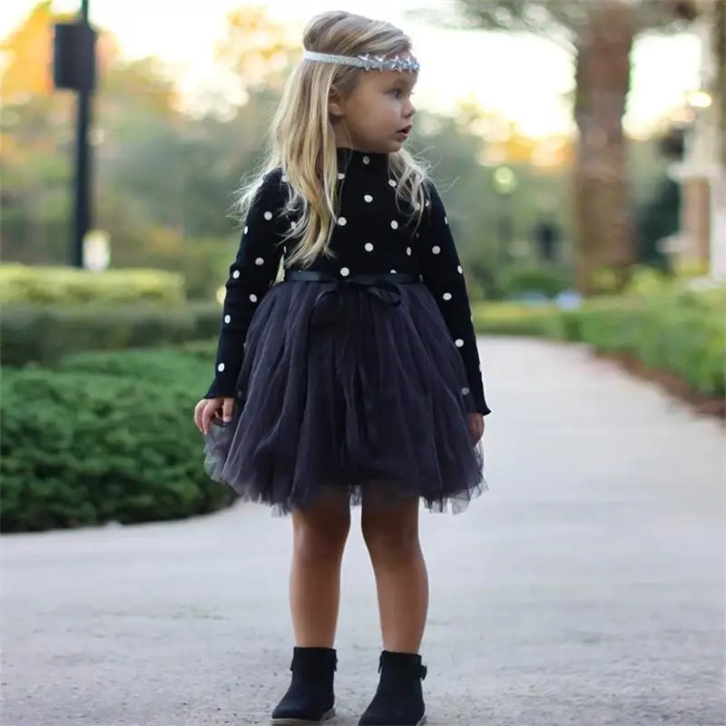 

Autumn Winter Long Sleeve Children Girl Clothes Casual School Dress for Girls Polka Dot Dresses Kids Girl Party Wear Clothing