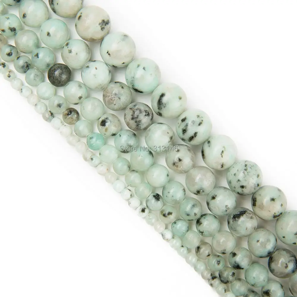 

Wholesale Natural Round Kiwi Sesame Jasper Strand Healing Stone Beads For DIY Necklace Bracelet Jewelry Making 4 6 8 10 12mm