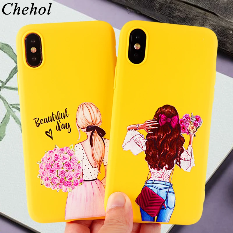 Classy Beauty Phone Cases for iPhone X XS MAX XR 8 7 6s Plus Case Back of Paris Girl Soft Silicone TPU Fitted Covers Accessories |