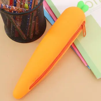 

1 Pcs New Cute Cartoon Kawaii Carrot Portable Silicon Pen Pencil Bag Makeup Cosmetic Pocket School Stationary Case