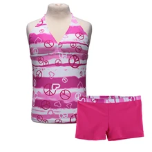 Ярко-розовый купальник для девочек из 2 предметов, бикини в полоску, Meisje, Детские бикини, детский купальник, пляжная одежда, купальники, костюм