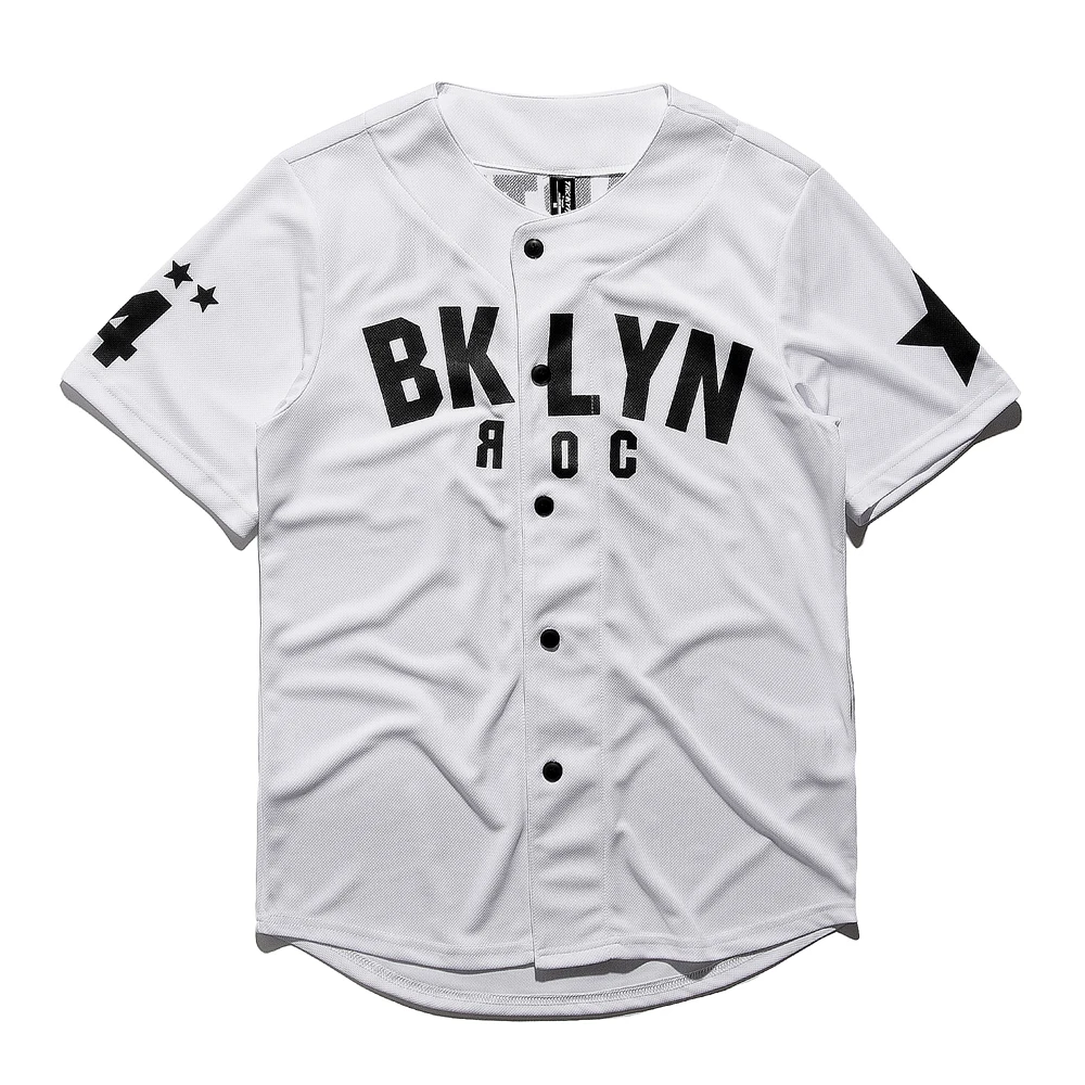 Baseball Brooklyn BYLYN Black White Jersey Hip Hop Button Short Sleeve Sport Streetwear T-Shirt Men