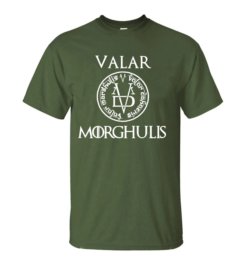 Летняя мужская футболка Valar Morghulis, все мужские футболки с надписью "Игра престолов", повседневные мужские футболки из хлопка - Цвет: dark green