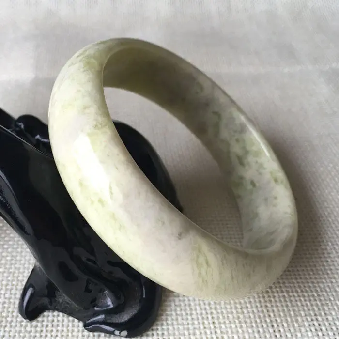 

60mm Chinese Genuine Natural Green Nephrite Jade Gems Bangle Bracelet A-3487