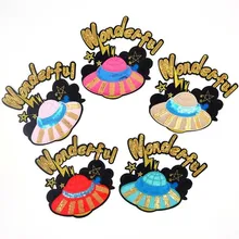 

ChicLady Diy sequin patch 31CM UFO Wonderful deal with it Sew on patches for clothes Ulzzang Stranger things 3D Sticker HIPSTER