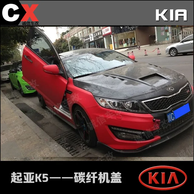 Kia K5 modificado porosa capó de fibra de carbono apertura