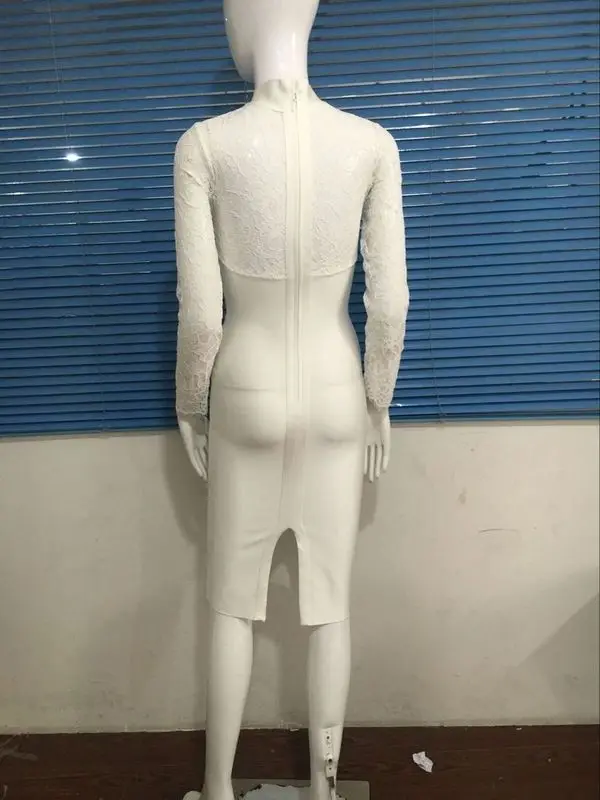 Лидер продаж Осеннее фабричное платье белые кружевные облегающие платья с